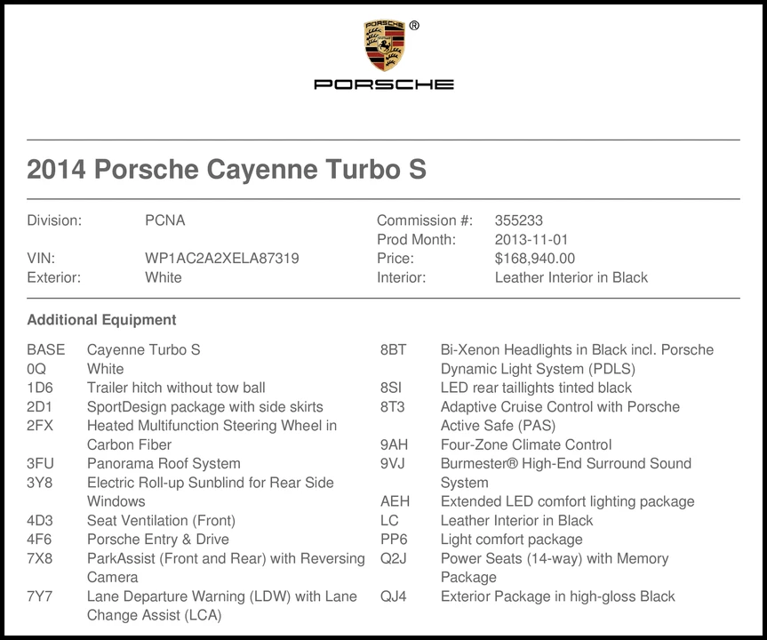 2014 Porsche 958 Cayenne Turbo - Image 2 of 19