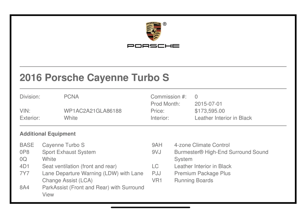 2016 Porsche 958 Cayenne Turbo S - Image 11 of 11
