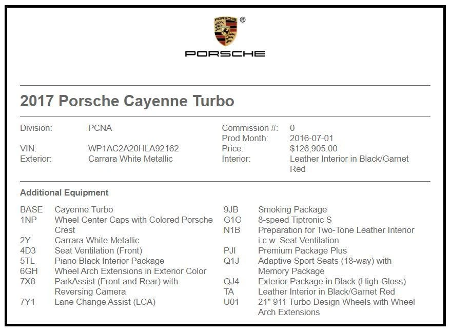 2017 Porsche 958 Cayenne Turbo - Image 7 of 7