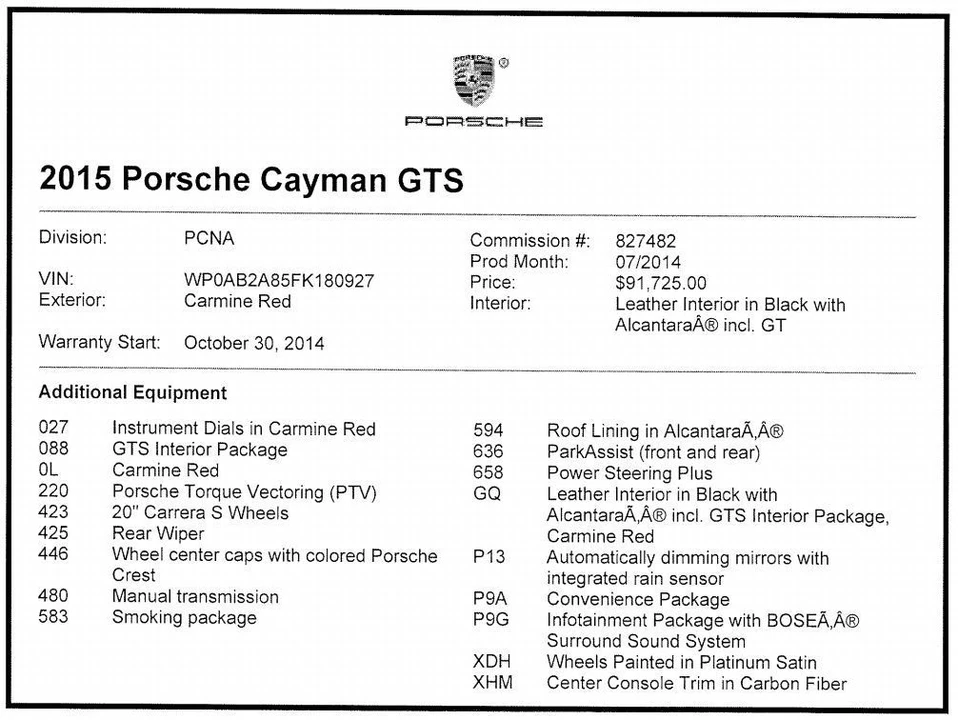 2015 Porsche 981 Cayman GTS - Image 2 of 8