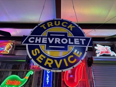 Chevrolet Truck Service Double Sided Porcelain Sign