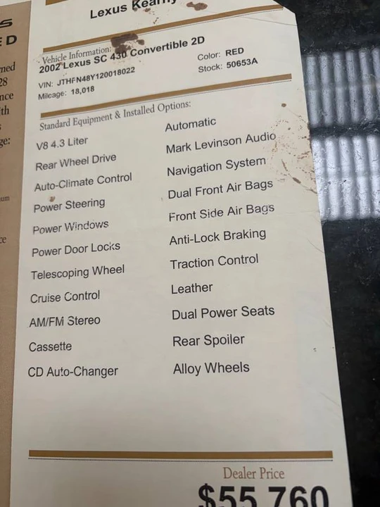 2002 Lexus SC430 - Image 6 of 7