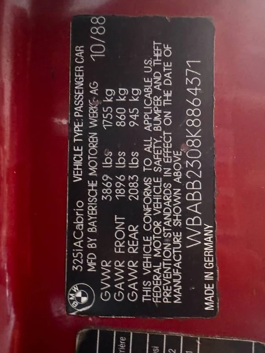 1989 BMW E30 3 Series - Image 11 of 12