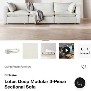 Crate & Barrel Lotus Deep Modular 3-Piece Sectional Sofa