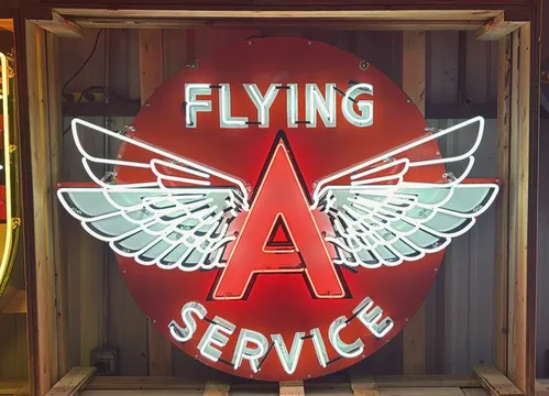 Custom-built Flying A Service Neon Flasher Sign