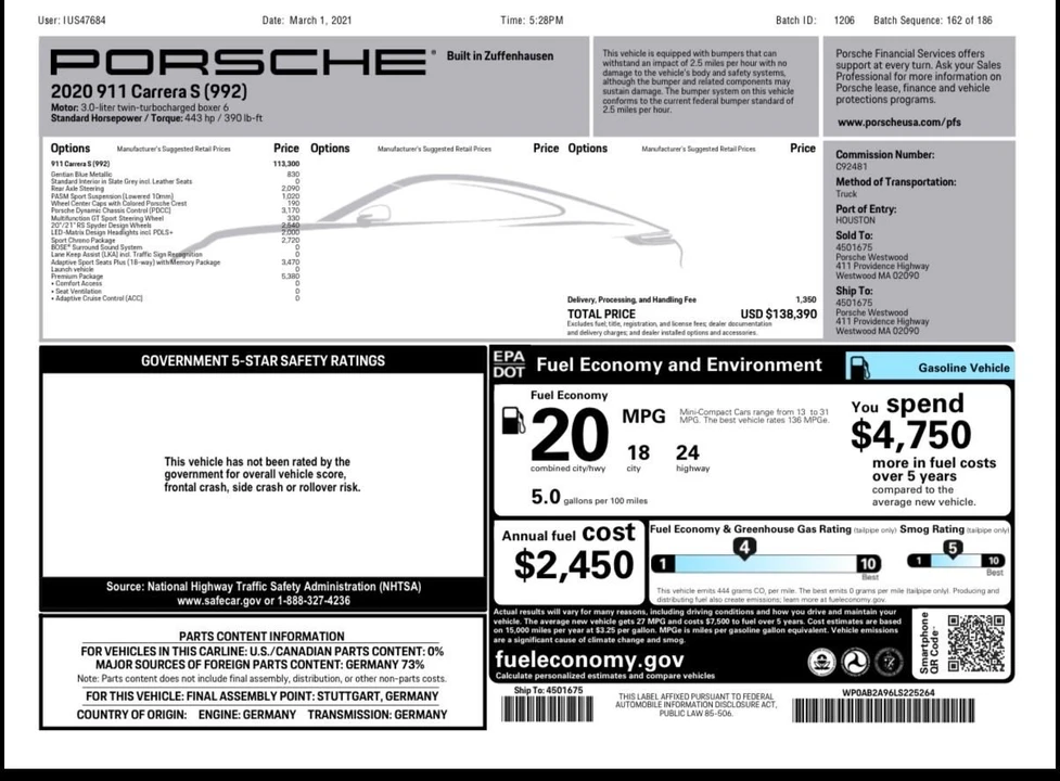 2020 Porsche 992 Carrera S - Image 18 of 25