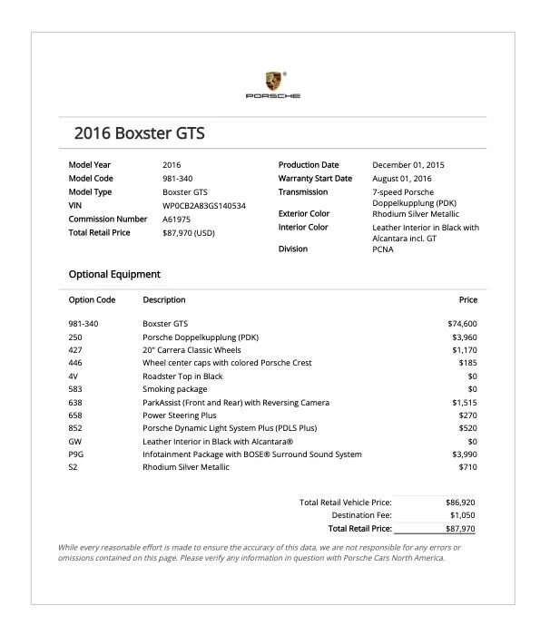 2016 Porsche 981 Boxster GTS - Image 19 of 20