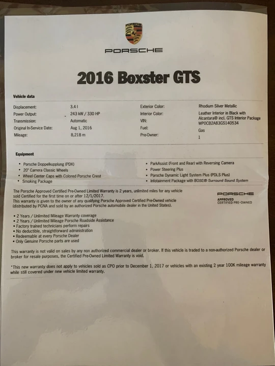2016 Porsche 981 Boxster GTS - Image 20 of 20