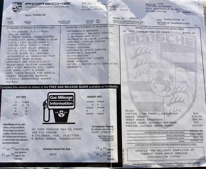 1989 Porsche 944 S2 - Image 15 of 15
