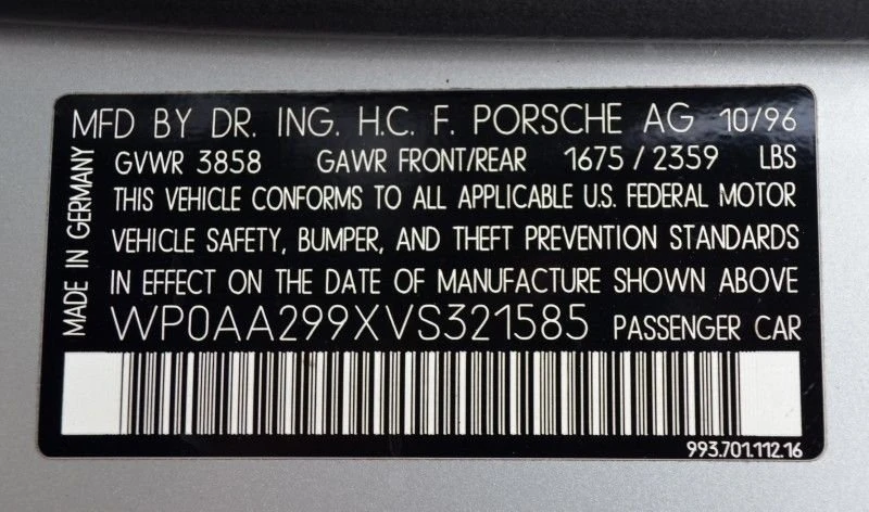 1997 Porsche 993 Carrera 4S - Image 15 of 26