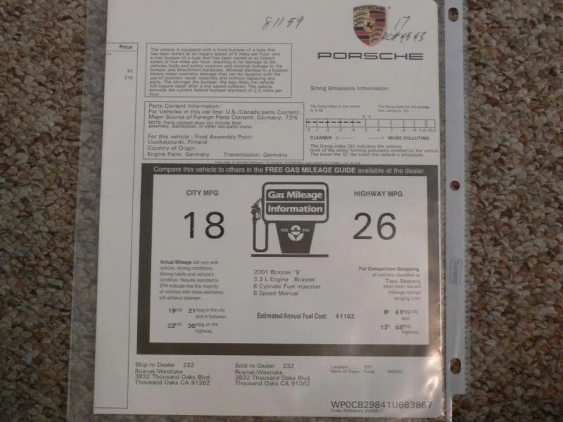 2001 Porsche 986 Boxster S - Image 26 of 31