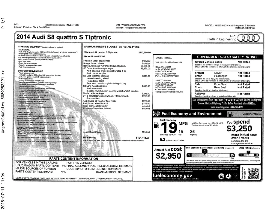 2014 Audi D4 S8 - Image 15 of 15
