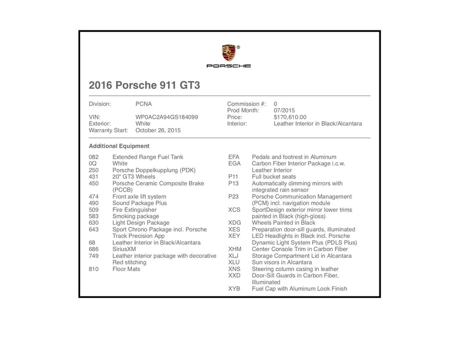 2016 Porsche 991 GT3 - Image 10 of 19