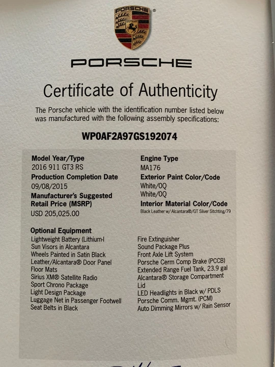 2016 Porsche 991 GT3 RS - Image 14 of 14