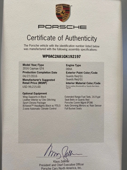 2016 Porsche 981 Cayman GT4 - Image 13 of 13