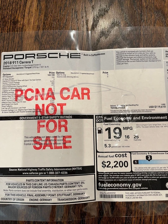 2018 Porsche 991 Carrera T - Image 7 of 7