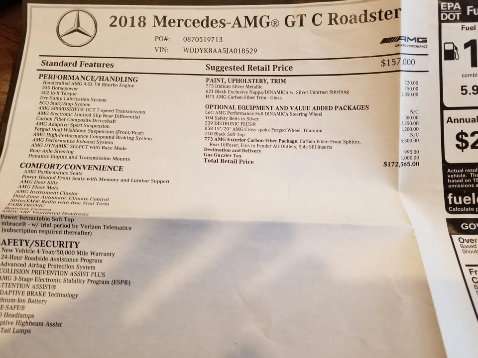 2018 Mercedes-Benz C190/R190 AMG GT - Image 7 of 9