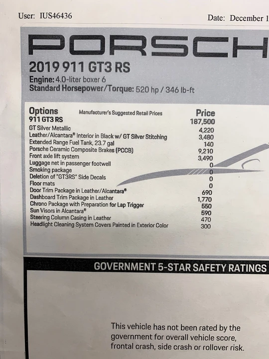 2019 Porsche 991 GT3 RS - Image 4 of 15