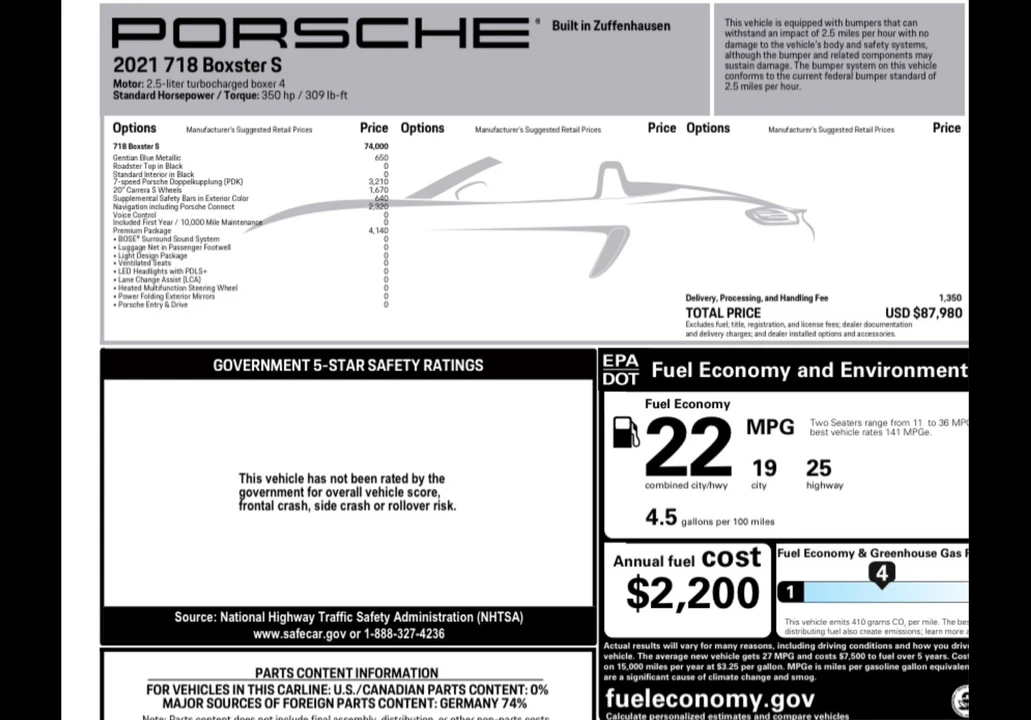 2021 Porsche 718 Boxster - Image 28 of 28
