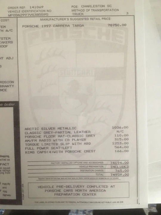 1997 Porsche 993 Targa - Image 12 of 12