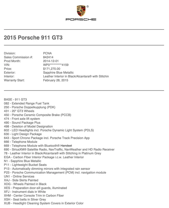 2015 Porsche 991 GT3 - Image 3 of 9