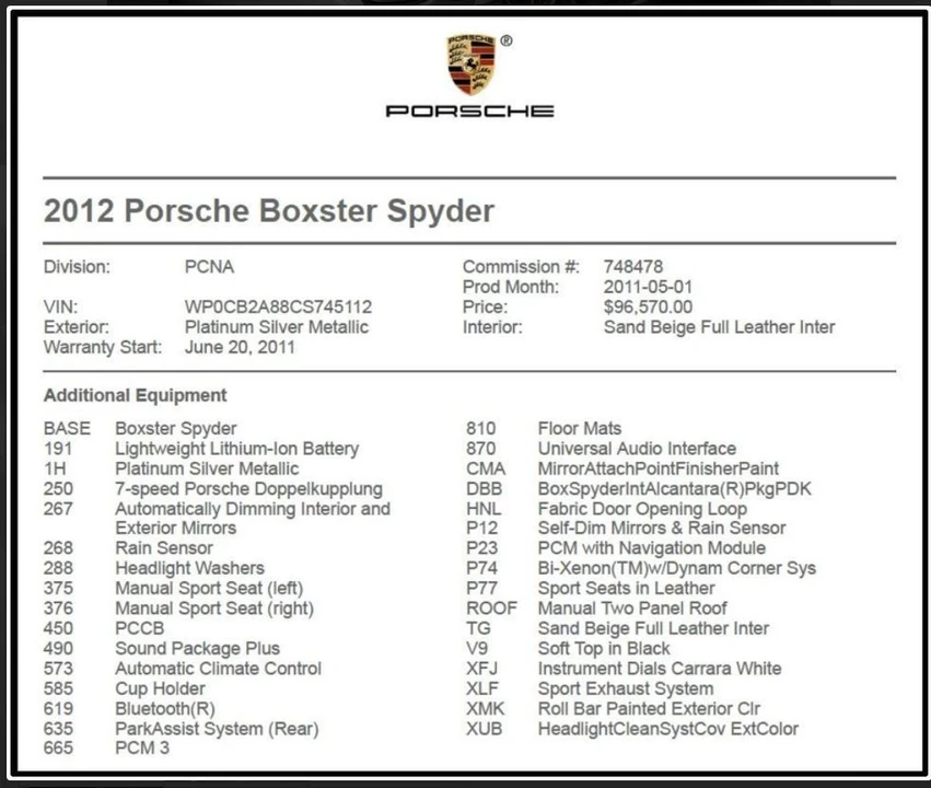 2012 Porsche 987 Boxster Spyder - Image 9 of 9
