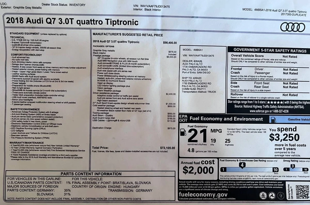 2018 Audi 4M Q7 - Image 5 of 24