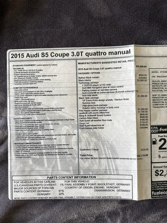 2015 Audi B8 S5 - Image 6 of 9