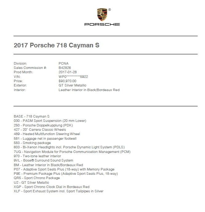 2017 Porsche 718 Cayman S - Image 5 of 5
