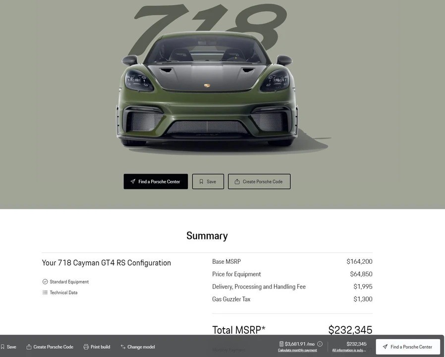 2023 Porsche 718 Cayman GT4 RS - Image 4 of 20