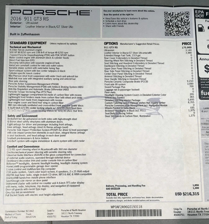 2016 Porsche 991 GT3 RS - Image 7 of 13