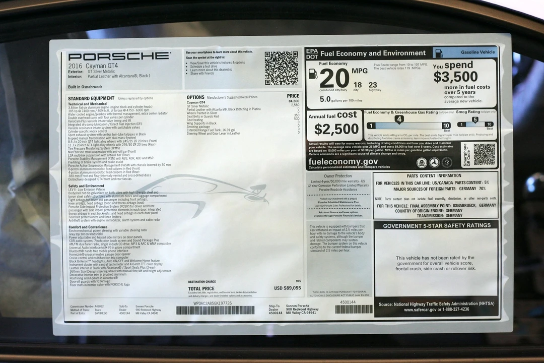 2016 Porsche 981 Cayman GT4 - Image 4 of 5