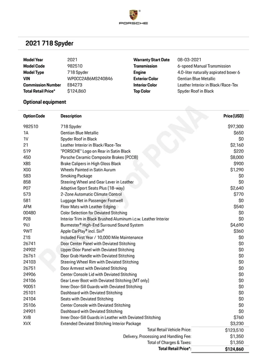 2021 Porsche 718 Boxster Spyder - Image 21 of 21