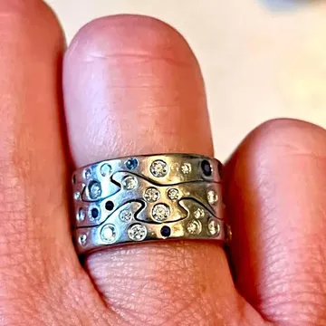 Georg Jensen Designer Ring with Diamonds and Sapphires