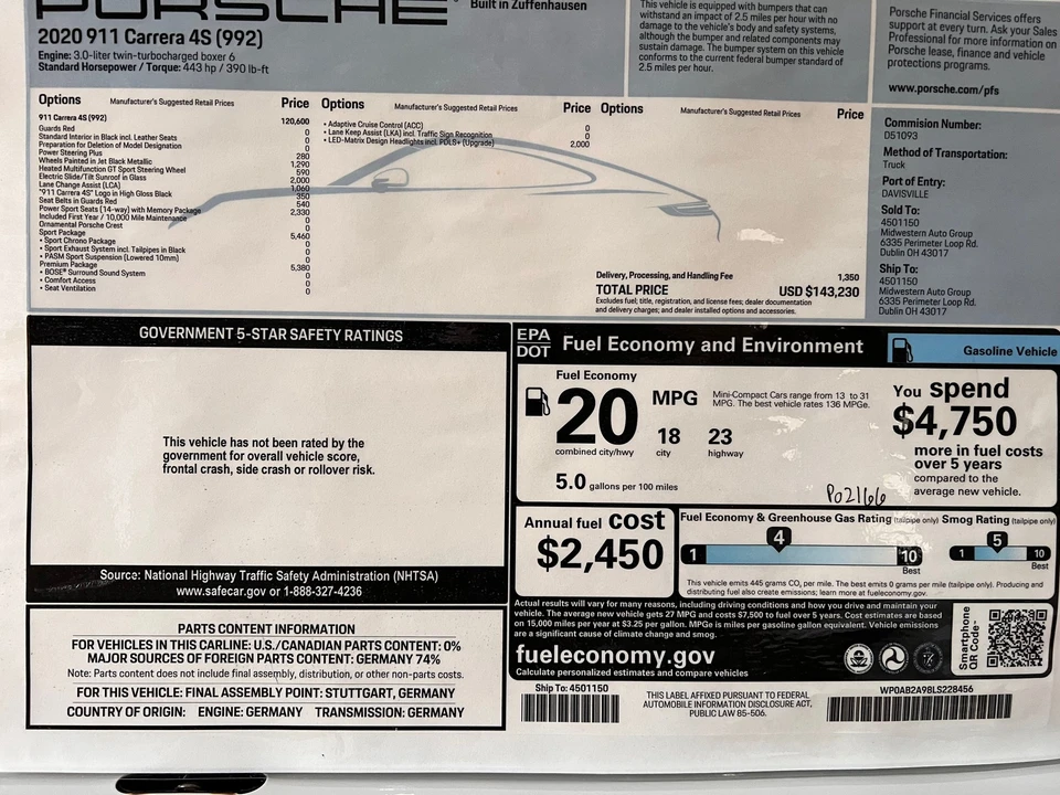 2020 Porsche 992 Carrera 4S - Image 10 of 11