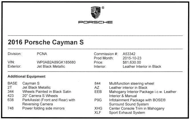 2016 Porsche 981 Cayman S - Image 20 of 21