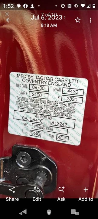2001 Jaguar X100 XK8 - Image 20 of 20
