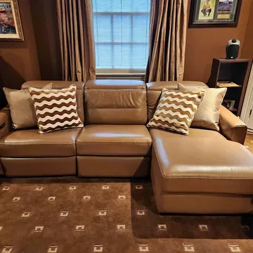 Jensen Louis Premium Leather 3 Seater Sectional with 2 Powered Recliners, Pwrd Headrests