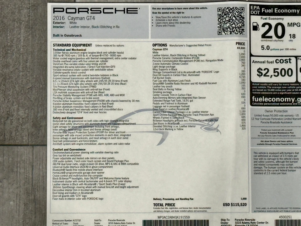 2016 Porsche 981 Cayman GT4 - Image 19 of 20
