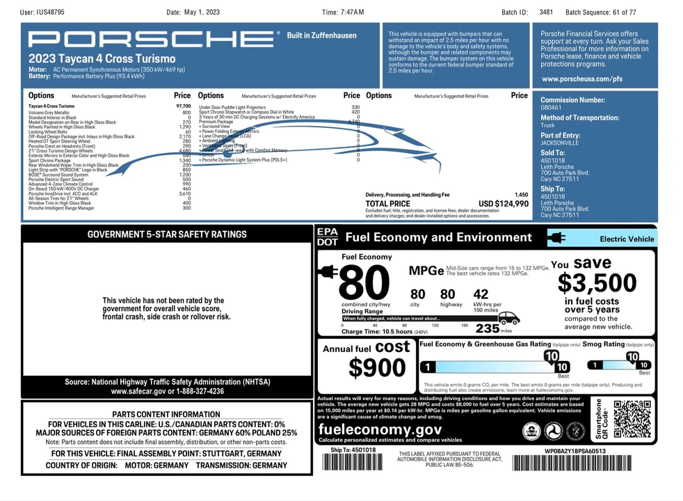 2023 Porsche Taycan 4 - Image 2 of 3