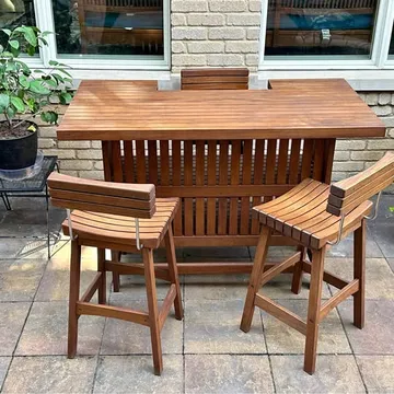 Jensen Classic IPE Sunset Bar and 3 Stools with Backs