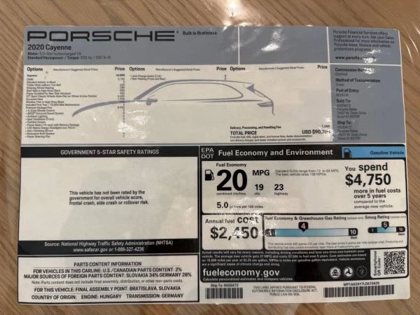 2020 Porsche 9Y0/9Y3 Cayenne - Image 19 of 19
