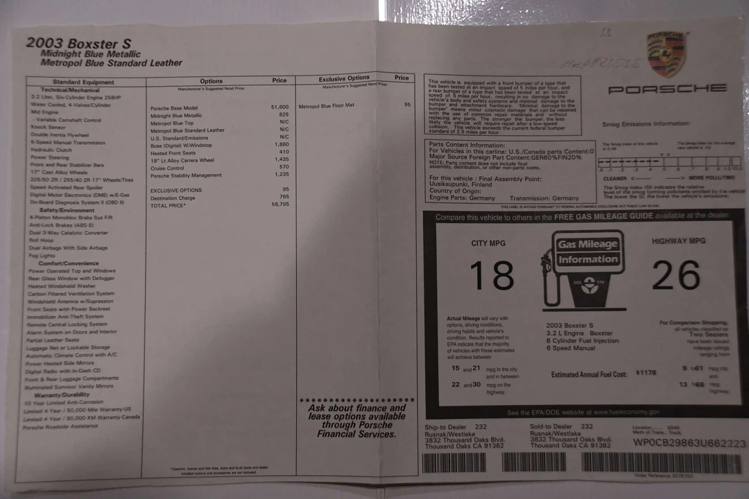 2003 Porsche 986 Boxster S - Image 19 of 28