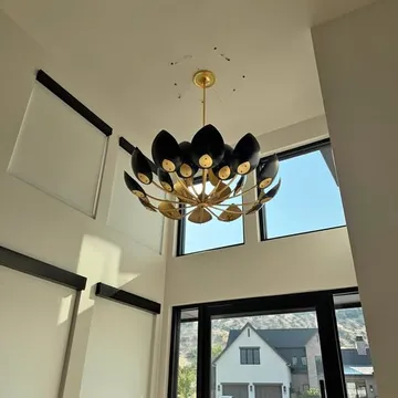 Lotus Designer Chandelier – Gold Leaf & Black