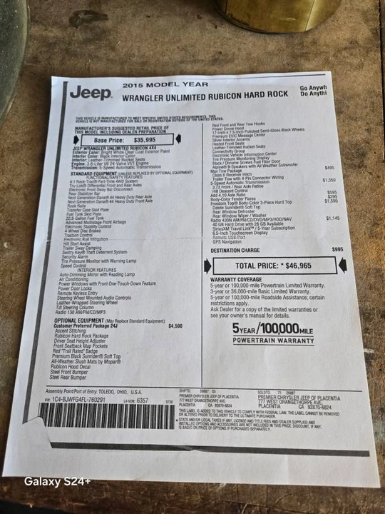 2015 Jeep JK Wrangler - Image 12 of 18