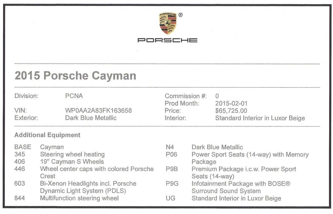 2015 Porsche 981 Cayman - Image 2 of 9