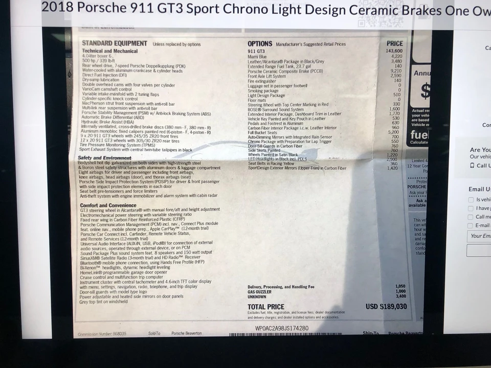 2018 Porsche 991 GT3 - Image 9 of 9