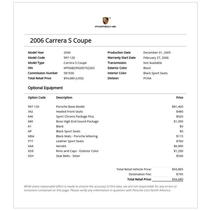 2006 Porsche 997 Carrera S - Image 29 of 29