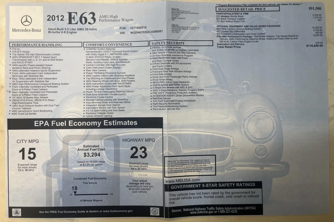 2012 Mercedes-Benz W212 E 63 AMG - Image 9 of 9