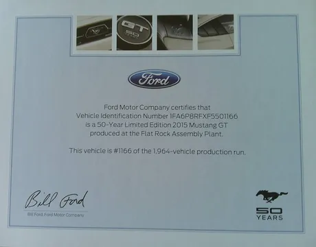 2015 Ford Mustang 50th Anniversary Limited Edition